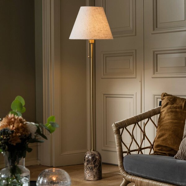 Globen Lighting Stojací lampa Gino, podstavec z mramoru, béžová, 145 cm, Krémová / jantar, Obývací pokoj / jídelna, Textil / tkanina / hedvábí, Design
