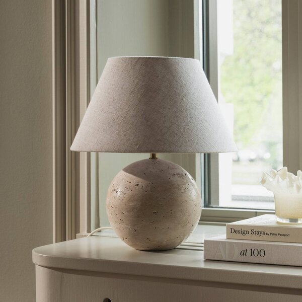 Globen Lighting stolní lampa Castello, béžová/béžová, výška 38 cm, Krémová / jantar, Obývací pokoj / jídelna, Textil / tkanina / hedvábí, Design