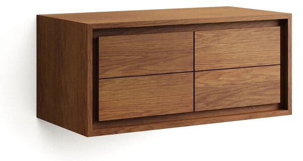 Tmavě hnědá závěsná skříňka pod umyvadlo z teakového dřeva 90x40 cm Kenta – Kave Home