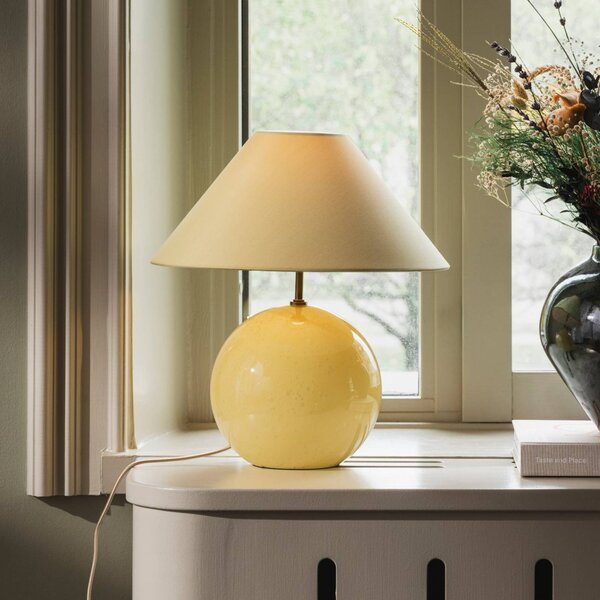 Globen Lighting stolní lampa IRIS, žlutá/žlutá, výška 39 cm, Žlutá / oranžová, Obývací pokoj / jídelna, Textil / tkanina / hedvábí, Vintage
