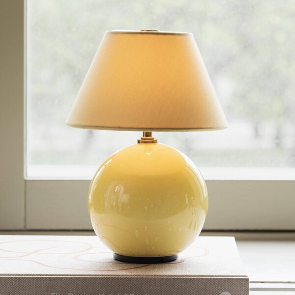 Globen Lighting Akumulátorová stolní lampa IRIS, žlutá/žlutá, výška 23 cm, stmívatelný, Žlutá / oranžová, Obývací pokoj / jídelna, Textil / tkanina / hedvábí