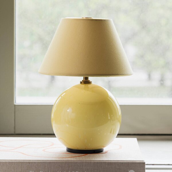 Globen Lighting Akumulátorová stolní lampa IRIS, žlutá/žlutá, výška 23 cm, stmívatelný, Žlutá / oranžová, Obývací pokoj / jídelna, Textil / tkanina / hedvábí