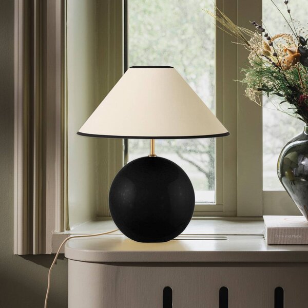 Globen Lighting stolní lampa IRIS, béžová/černá, výška 39 cm, Krémová / jantar, Obývací pokoj / jídelna, Textil / tkanina / hedvábí, Vintage