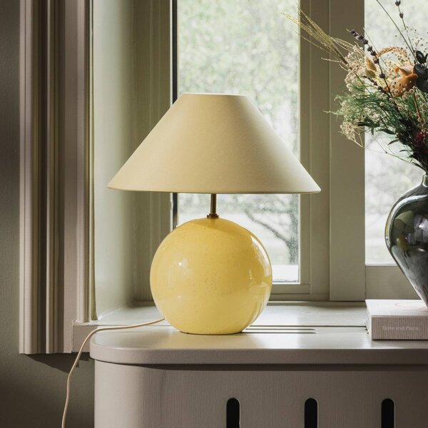 Globen Lighting stolní lampa IRIS, žlutá/žlutá, výška 39 cm, Žlutá / oranžová, Obývací pokoj / jídelna, Textil / tkanina / hedvábí, Vintage