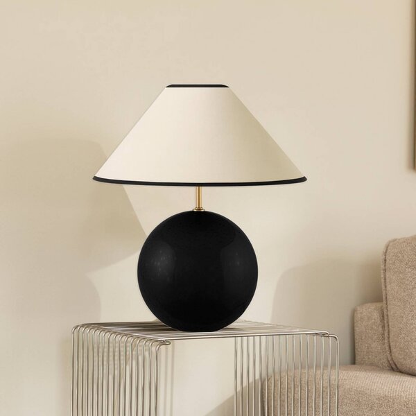 Globen Lighting stolní lampa IRIS, béžová/černá, výška 39 cm, Krémová / jantar, Obývací pokoj / jídelna, Textil / tkanina / hedvábí, Vintage