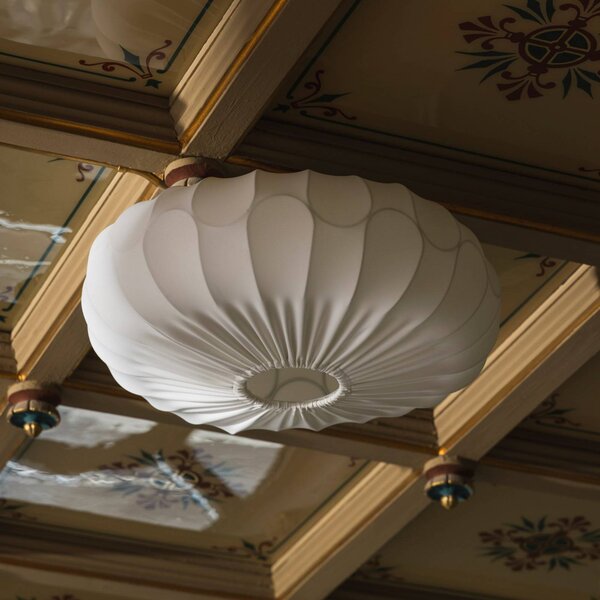 Globen Lighting Stropní světlo BLADVERK, bílé, Ø 50 cm, textil, stmívatelný, Bílá / opál, Obývací pokoj / jídelna, Textil / tkanina / hedvábí, Skandinávský