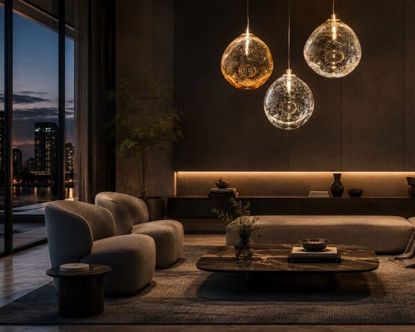 Designové svítidlo závěsné EOR300, Varianta Crystal/Zlato