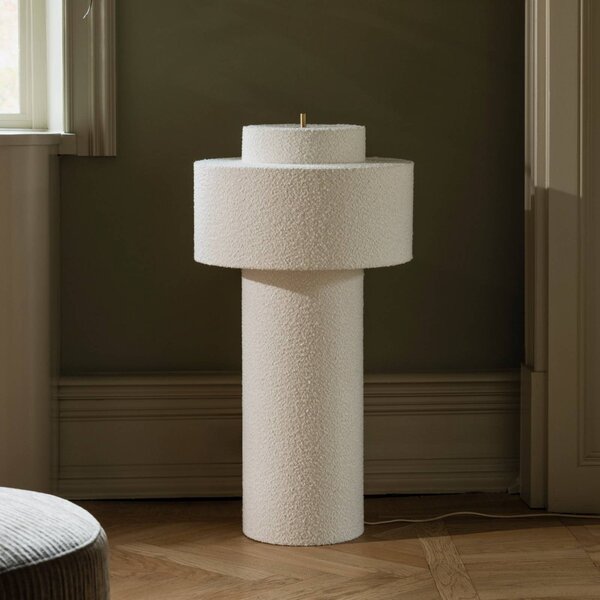 Globen Lighting Stojací lampa Noah, bílá, výška 88 cm, textil, Bílá / opál, Obývací pokoj / jídelna, Textil / tkanina / hedvábí, Skandinávský