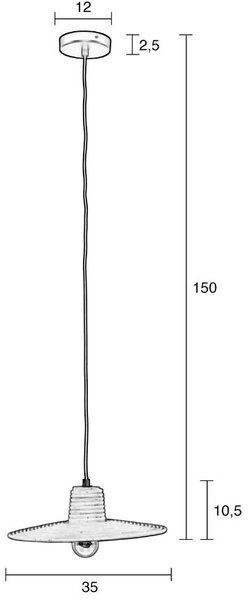 Černé ratanové závěsné světlo ZUIVER BALANCE 35 cm