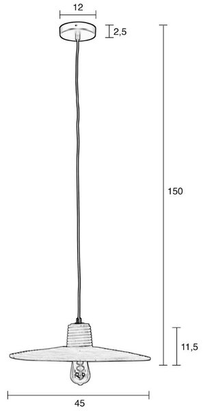 Černé ratanové závěsné světlo ZUIVER BALANCE 45 cm