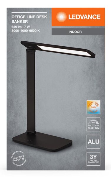 LEDVANCE LED stolní lampa Office Line Desk Banker 7W CCT Dimmable černé 4058075842946
