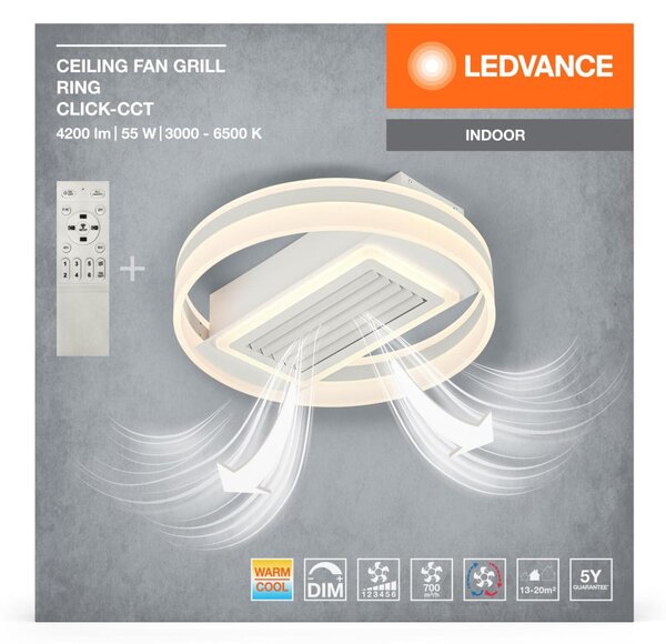 LEDVANCE LED stropní svítidlo s ventilátorem Grill Ring 55W CCT bílé 4099854397691