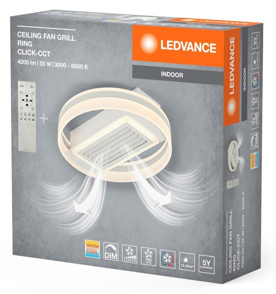 LEDVANCE LED stropní svítidlo s ventilátorem Grill Ring 55W CCT bílé 4099854397691