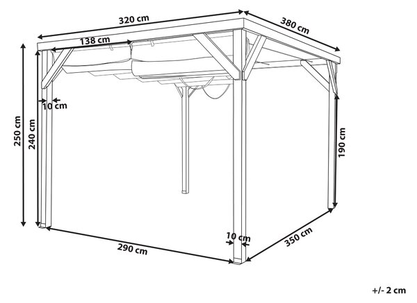 Zahradní pavilon VILLAROSA 320 cm 380 cm Borovicové dřevo Hnědá/Béžová