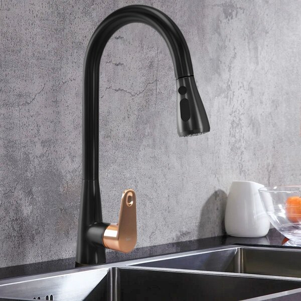 Kuchyňská baterie Rea Mild black mat rose gold