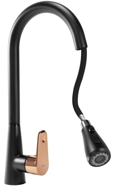 Kuchyňská baterie Rea Mild black mat rose gold