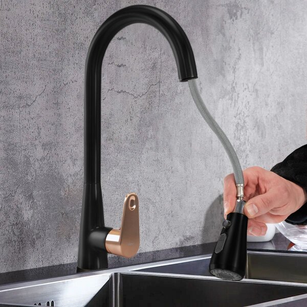 Kuchyňská baterie Rea Mild black mat rose gold