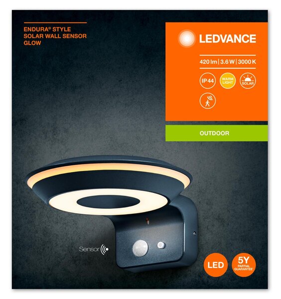 LEDVANCE LED venkovní nástěnné solární svítidlo ENDURA Style s čidlem 3.6W 3000K 4058075763210