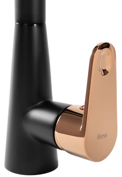 Kuchyňská baterie Rea Mild black mat rose gold
