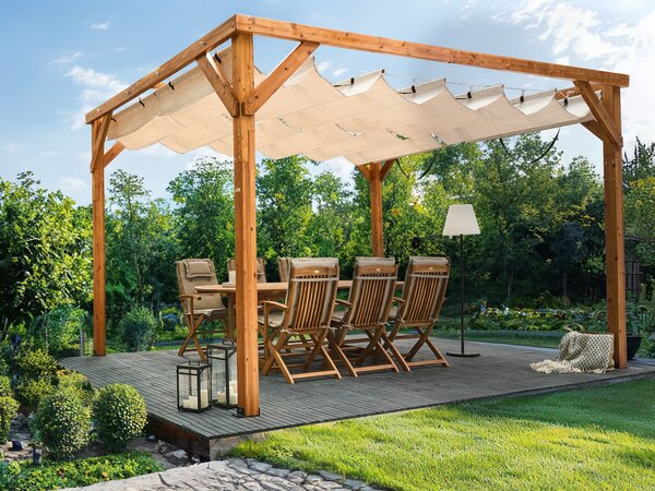Zahradní pavilon VILLAROSA 320 cm 380 cm Borovicové dřevo Hnědá/Béžová