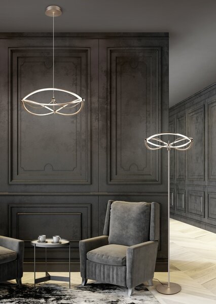 Trio 421210108 LED stojací svítidlo Charivari 1x31W | 3700lm | 3000K | IP20 - funkce stmívání, nožní vypínač, mosaz