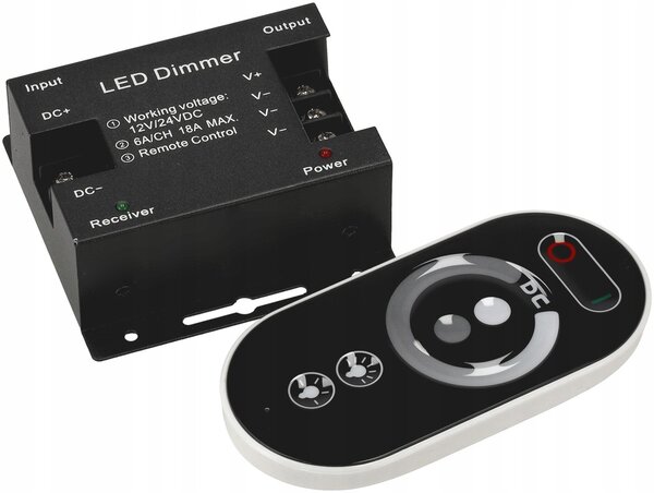 LED stmívač s dálkovým ovládáním pro pásky 18A 216W 12V 24V dotykový mono