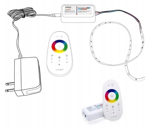 Dálkové ovládání pro RGB LED pásky s dotykovým ovládáním, více funkcí pro LED pásky, max. 216 W