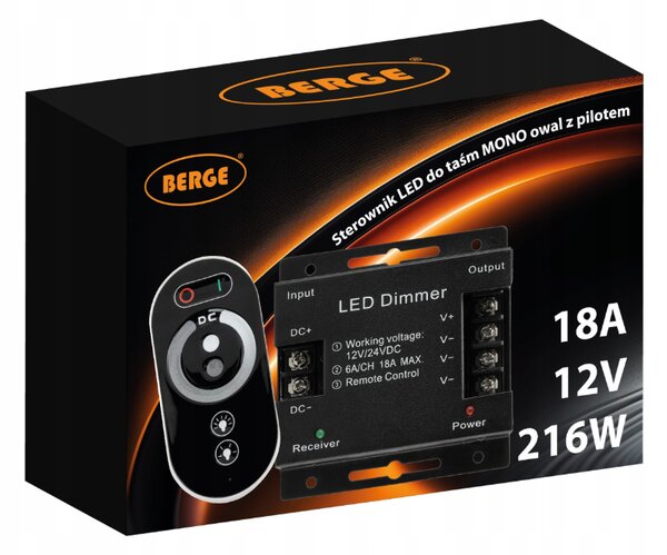 LED stmívač s dálkovým ovládáním pro pásky 18A 216W 12V 24V dotykový mono