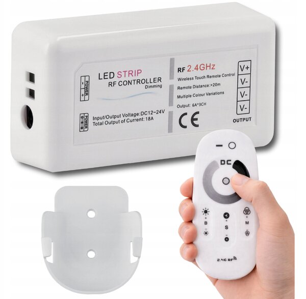 Stmívač LED pásků 12V 24V MONO dotykový dálkový ovladač 18A ovladač