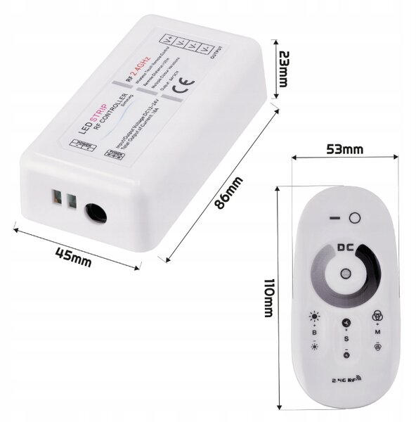 Stmívač LED pásků 12V 24V MONO dotykový dálkový ovladač 18A ovladač