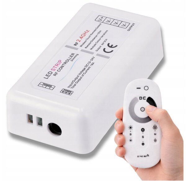 Stmívač LED pásků 12V 24V MONO dotykový dálkový ovladač 18A ovladač