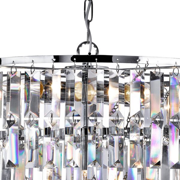 Searchlight Lustr Empire s křišťálovými hranolky, stmívatelný, Čirá / transparetní, Obývací pokoj / jídelna, Sklo, Závěsná lampa - lustr