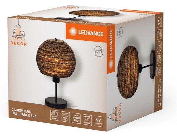 LEDVANCE stolní lampa Cardboard Ball E27 hnědá 4058075837140
