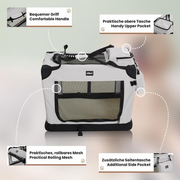 Leopet Přepravní box pro psy L, 70 x 52 x 52 cm, šedý