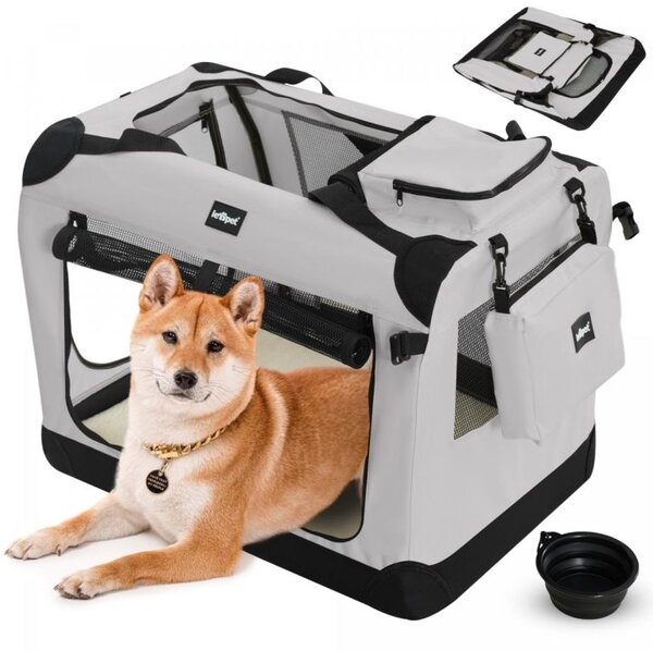 Leopet Přepravní box pro psy L, 70 x 52 x 52 cm, šedý