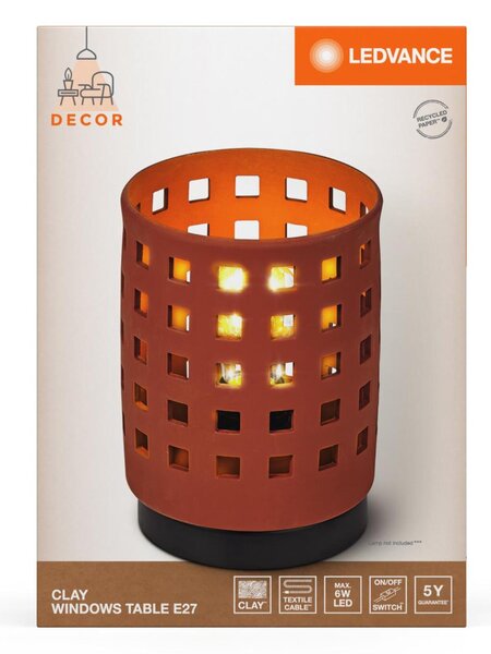 LEDVANCE stolní lampa Clay Windows 1xE27 hnědá 4058075841024