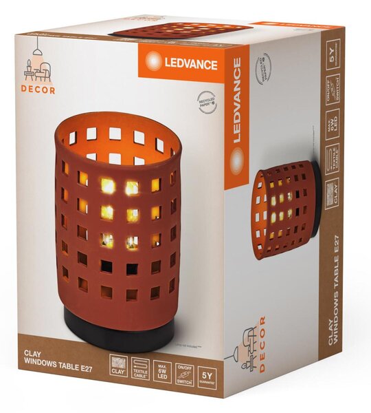 LEDVANCE stolní lampa Clay Windows 1xE27 hnědá 4058075841024