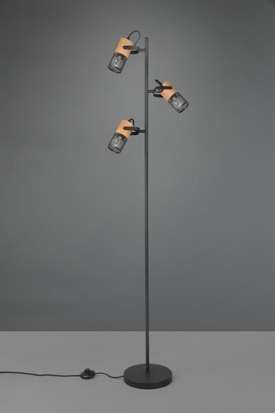 Trio 404300332 stojací svítidlo Tosh 3x15W | E14 | IP20 - nožní vypínač, černá s hnědou