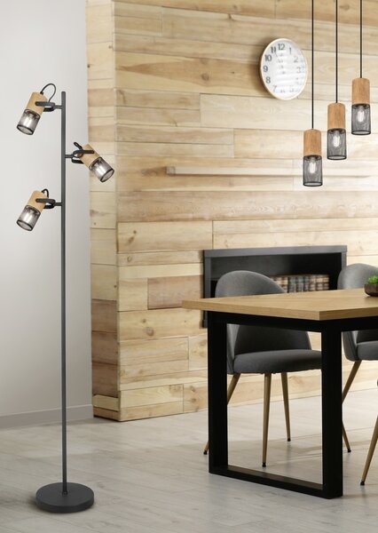 Trio 404300332 stojací svítidlo Tosh 3x15W | E14 | IP20 - nožní vypínač, černá s hnědou