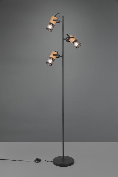 Trio 404300332 stojací svítidlo Tosh 3x15W | E14 | IP20 - nožní vypínač, černá s hnědou