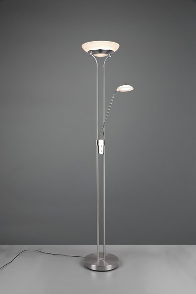 Trio R40073507 LED stojací svítidlo Orson 1x27W + 1x4,5W | 3150lm | 3000K | IP20 - stmívatelné, paměťová funkce, oddělené vypínače, nikl s alabastrem