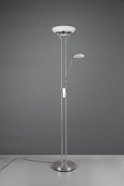 Trio R40073507 LED stojací svítidlo Orson 1x27W + 1x4,5W | 3150lm | 3000K | IP20 - stmívatelné, paměťová funkce, oddělené vypínače, nikl s alabastrem