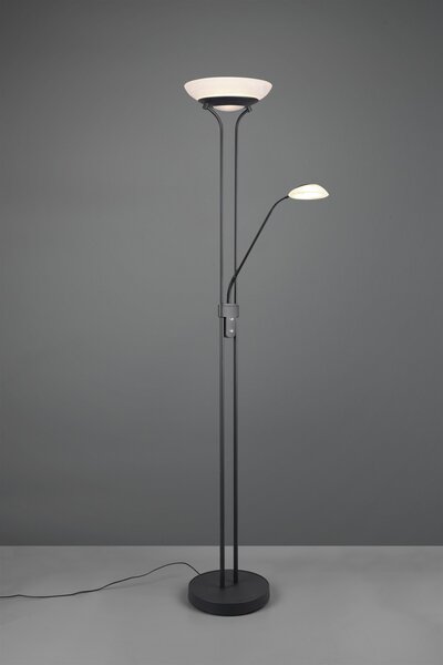 Trio R40073532 LED stojací svítidlo Orson 1x27W + 1x4,5W | 3150lm | 3000K | IP20 - stmívatelné, paměťová funkce, oddělené vypínače, černá s alabastrem