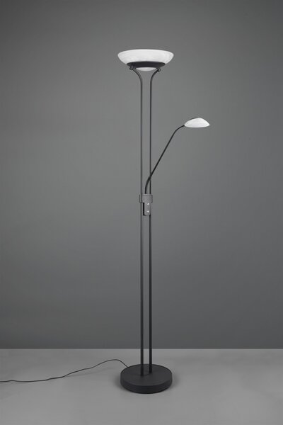 Trio R40073532 LED stojací svítidlo Orson 1x27W + 1x4,5W | 3150lm | 3000K | IP20 - stmívatelné, paměťová funkce, oddělené vypínače, černá s alabastrem