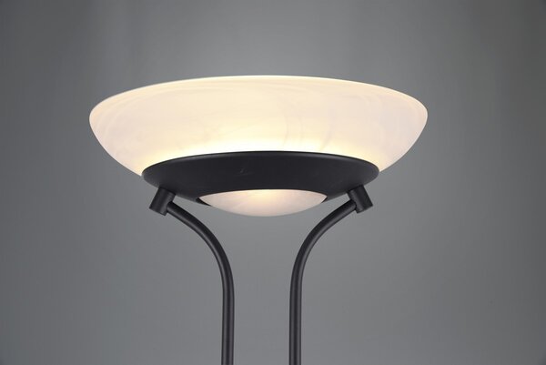 Trio R40073532 LED stojací svítidlo Orson 1x27W + 1x4,5W | 3150lm | 3000K | IP20 - stmívatelné, paměťová funkce, oddělené vypínače, černá s alabastrem