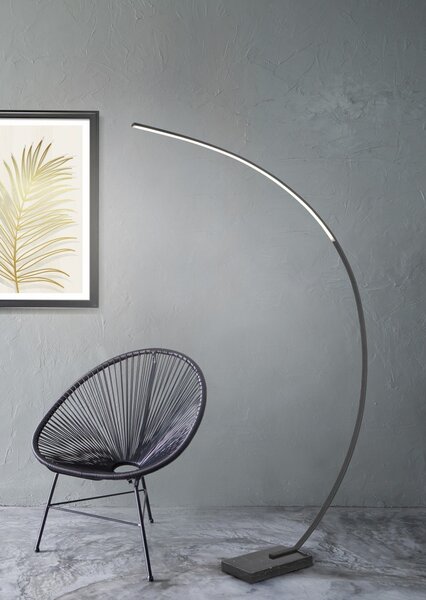 Trio 426511832 LED stojací svítidlo Bangkok 1x18W | 1400lm | 3000K | IP20 - stmívatelné, nožní vypínač, černá