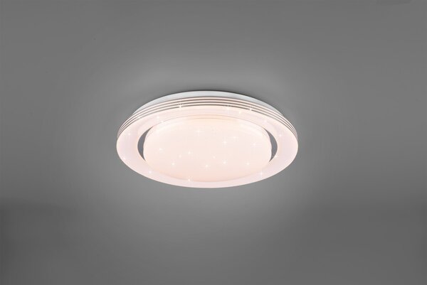 Trio R67041000 stropní svítidlo Atria 1x18W | 2000lm | 3000-6000K | IP20 - stmívatelné, nastavení teploty osvětlení, paměťová funkce, funkce nočního osvětlení, dálkové ovládání, efekt hvězdné oblohy, bílá