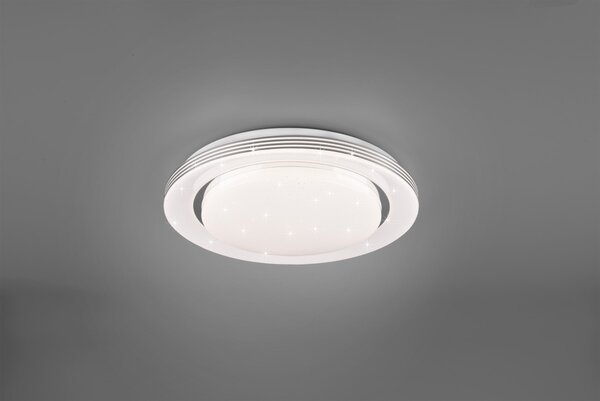 Trio R67041000 stropní svítidlo Atria 1x18W | 2000lm | 3000-6000K | IP20 - stmívatelné, nastavení teploty osvětlení, paměťová funkce, funkce nočního osvětlení, dálkové ovládání, efekt hvězdné oblohy, bílá