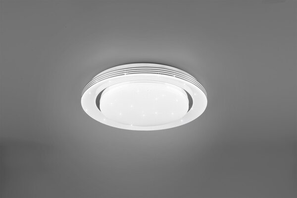 Trio R67041000 stropní svítidlo Atria 1x18W | 2000lm | 3000-6000K | IP20 - stmívatelné, nastavení teploty osvětlení, paměťová funkce, funkce nočního osvětlení, dálkové ovládání, efekt hvězdné oblohy, bílá