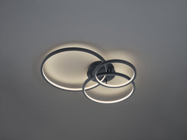 Trio 652710342 LED přisazené stropní svítidlo Aaron 1x36W | 3000lm | 3000-6000K | IP20 | RGBW - stmívatelné, nastavení teploty osvětlení, paměťová funkce, dálkové ovládání, technologie WiZ, antracit